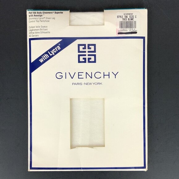 Givenchy Body Gleamers Pantyhose Size Large Shimmery White Control Top Sandalfoo - Picture 1 of 3